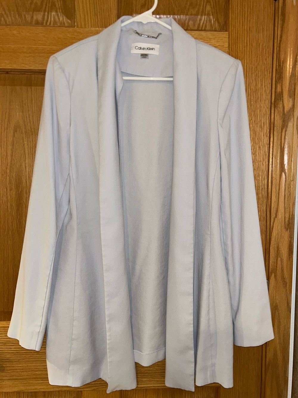 Calvin Klein Light Blue Open-Front Draped Blazer